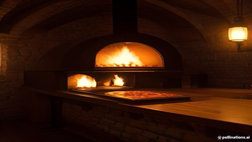 Il forno a legna di Da Mario mentre il pizzaiolo inforna una pizza
